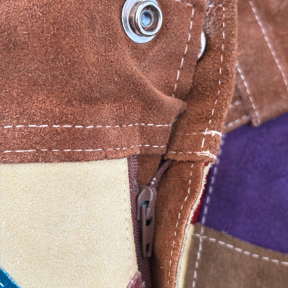 Colorful Patchwork Mini Skirt Suede Size S - Picture 4 of 4